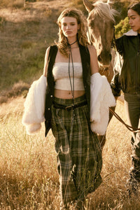 Highland Home Plaid Flannel Wrapped Maxi Skirt - ShopPromesa