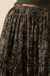 Into the Night Lace-Print Organza Maxi Skirt - ShopPromesa