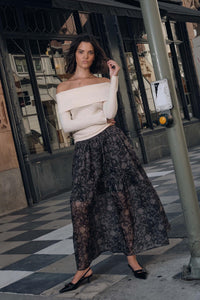 Into the Night Lace-Print Organza Maxi Skirt - ShopPromesa