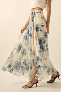 Elegant Embrace Floral Chiffon Wrap Maxi Skort - ShopPromesa