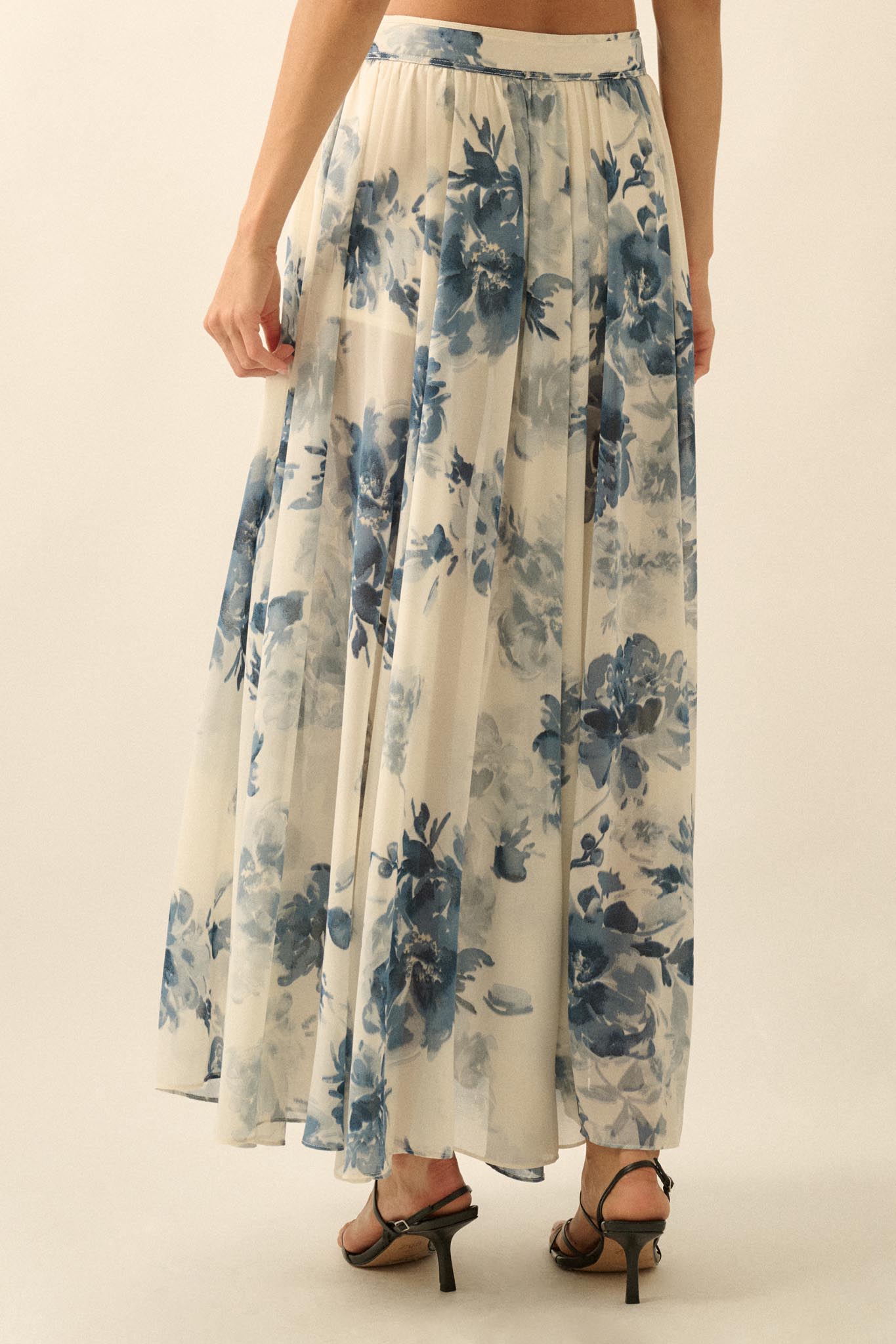 Elegant Embrace Floral Chiffon Wrap Maxi Skort - ShopPromesa