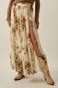 Elegant Embrace Floral Chiffon Wrap Maxi Skort - ShopPromesa