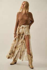 Elegant Embrace Floral Chiffon Wrap Maxi Skort - ShopPromesa