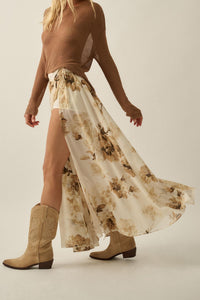Elegant Embrace Floral Chiffon Wrap Maxi Skort - ShopPromesa