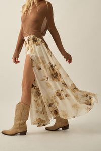 Elegant Embrace Floral Chiffon Wrap Maxi Skort - ShopPromesa
