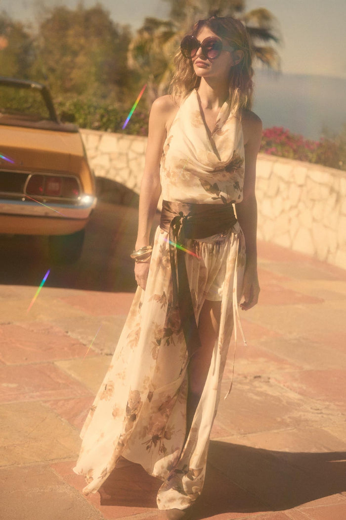 Elegant Embrace Floral Chiffon Wrap Maxi Skort - ShopPromesa