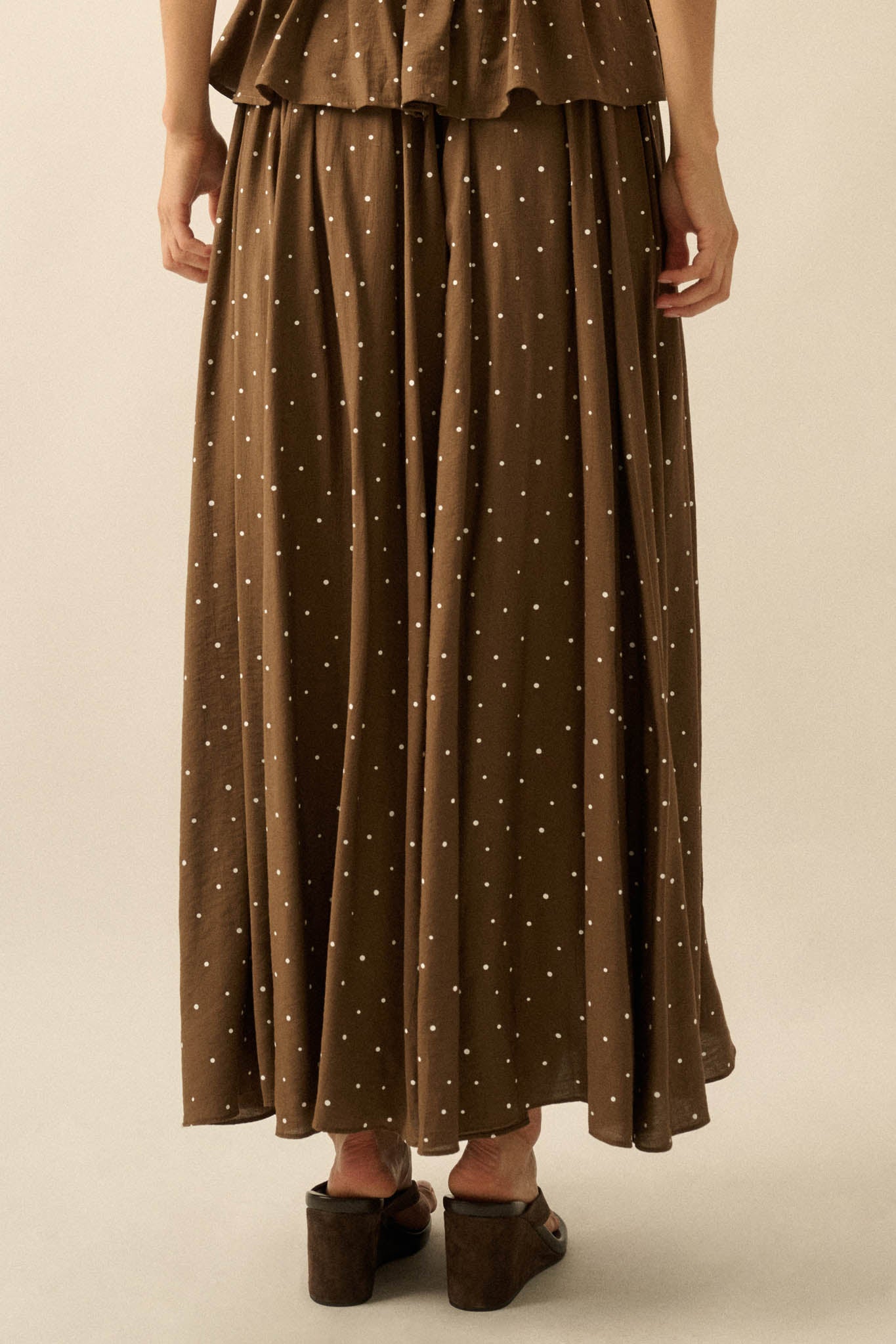Well Spotted Polka Dot Tie-Side Maxi Skort - ShopPromesa