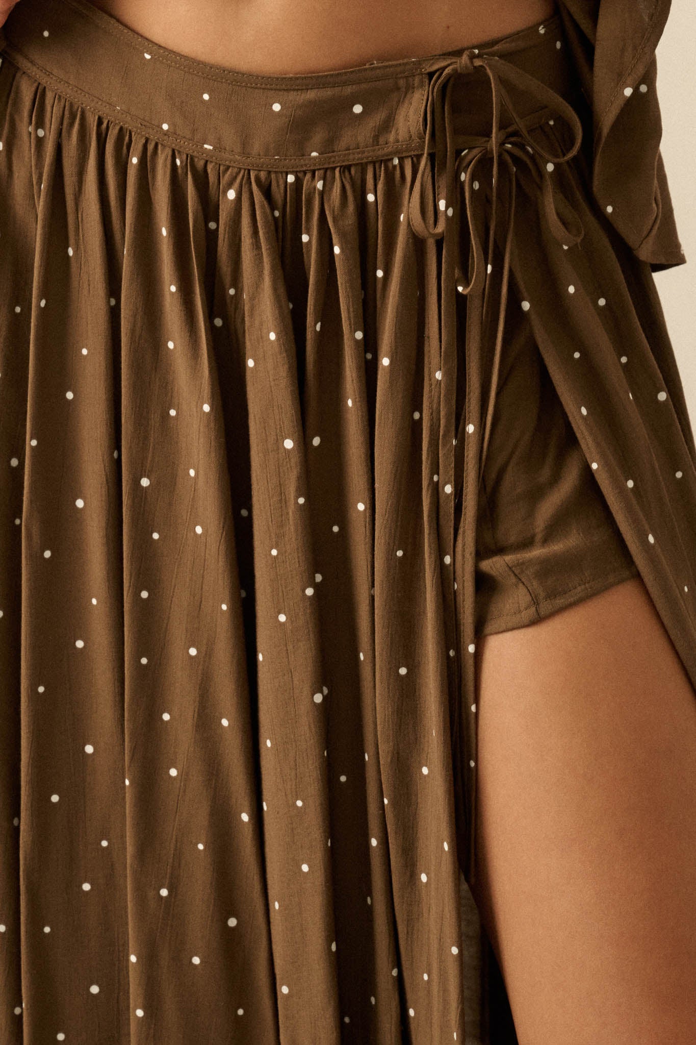 Well Spotted Polka Dot Tie-Side Maxi Skort - ShopPromesa
