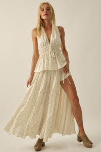 Well Spotted Polka Dot Tie-Side Maxi Skort - ShopPromesa