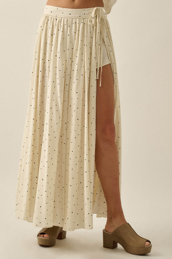 Well Spotted Polka Dot Tie-Side Maxi Skort - ShopPromesa