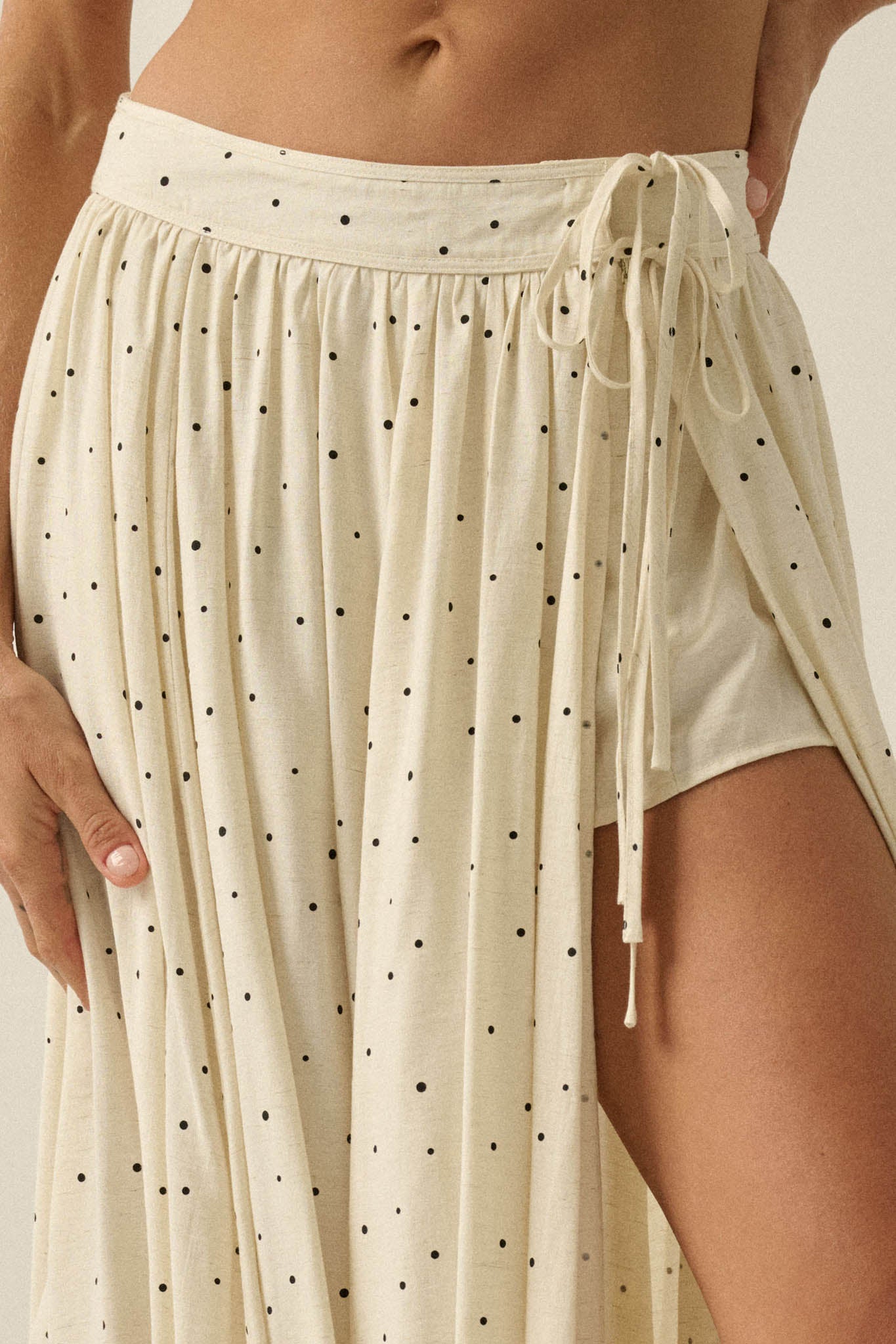Well Spotted Polka Dot Tie-Side Maxi Skort - ShopPromesa
