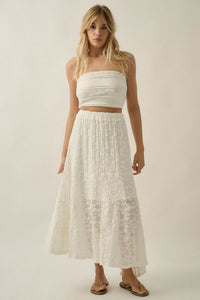 Dreamy Day Floral Lace Asymmetrical Midi Skirt - ShopPromesa