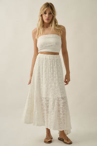 Dreamy Day Floral Lace Asymmetrical Midi Skirt - ShopPromesa