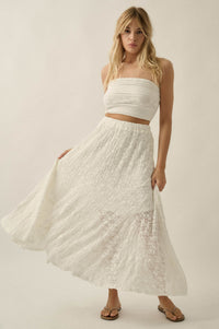 Dreamy Day Floral Lace Asymmetrical Midi Skirt - ShopPromesa