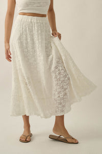 Dreamy Day Floral Lace Asymmetrical Midi Skirt - ShopPromesa