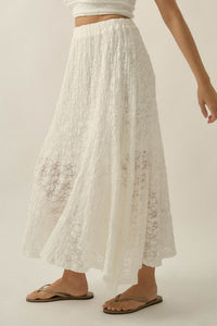 Dreamy Day Floral Lace Asymmetrical Midi Skirt - ShopPromesa