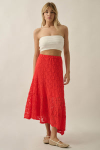 Dreamy Day Floral Lace Asymmetrical Midi Skirt - ShopPromesa