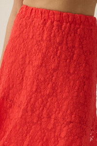 Dreamy Day Floral Lace Asymmetrical Midi Skirt - ShopPromesa