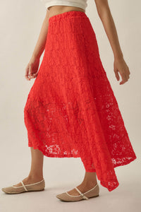 Dreamy Day Floral Lace Asymmetrical Midi Skirt - ShopPromesa