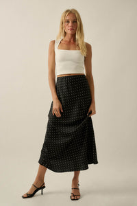 Connect the Dots Polka Dot Satin Maxi Skirt - ShopPromesa