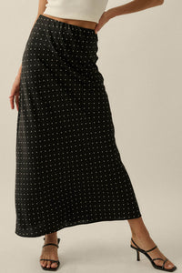 Connect the Dots Polka Dot Satin Maxi Skirt - ShopPromesa