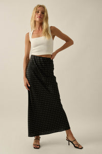 Connect the Dots Polka Dot Satin Maxi Skirt - ShopPromesa