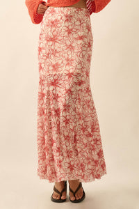 Lily Valley Floral Mesh Mermaid Maxi Skirt - ShopPromesa