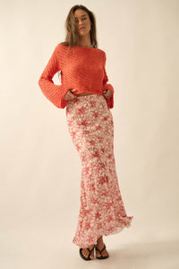 Lily Valley Floral Mesh Mermaid Maxi Skirt - ShopPromesa