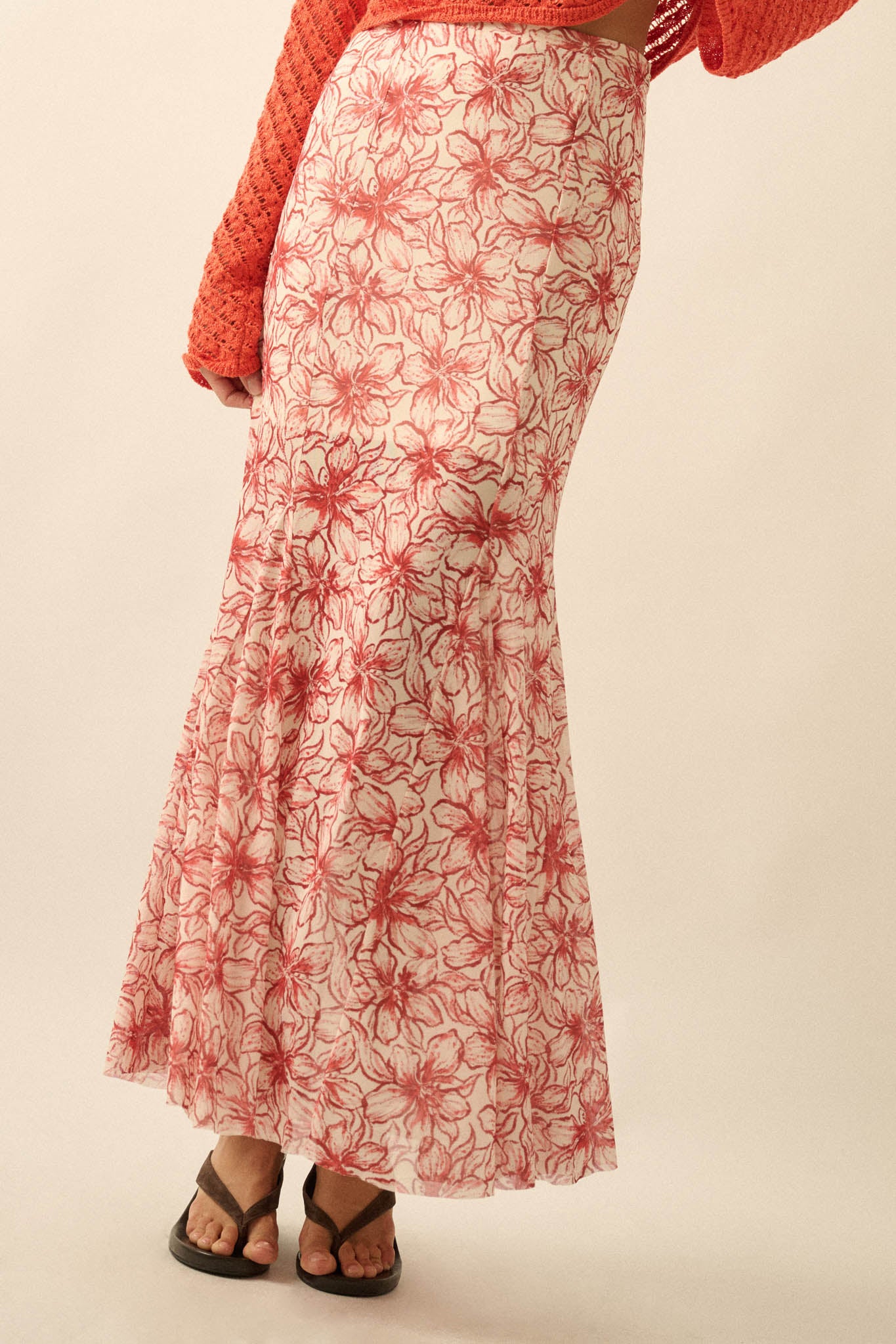 Lily Valley Floral Mesh Mermaid Maxi Skirt - ShopPromesa