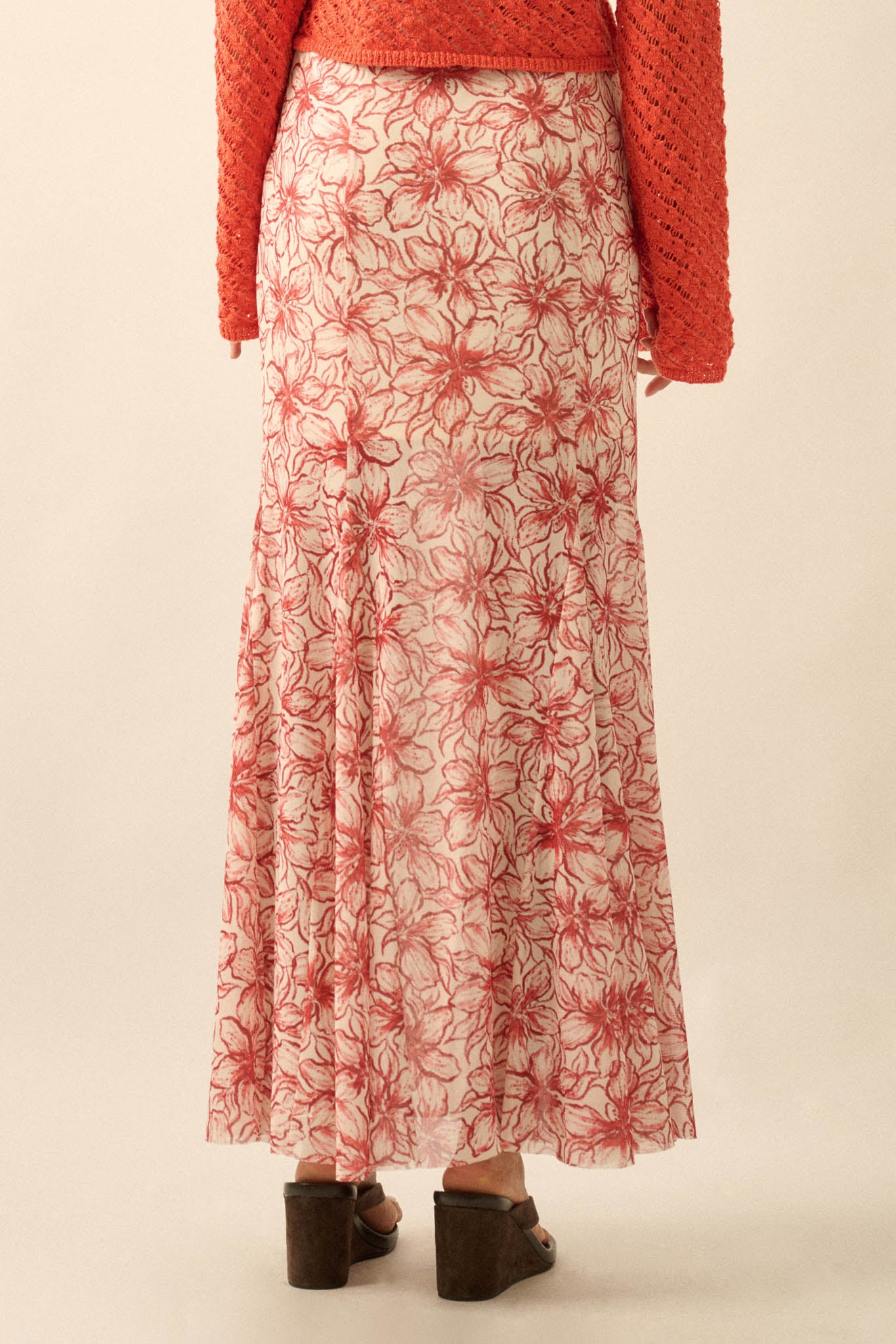 Lily Valley Floral Mesh Mermaid Maxi Skirt - ShopPromesa