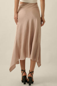 Sashay All Day Satin and Lace High-Low Midi Skirt - ShopPromesa