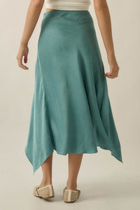 Sashay All Day Satin and Lace High-Low Midi Skirt - ShopPromesa