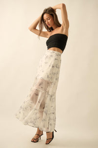 Gossamer Garden Floral Organza Tiered Maxi Skirt - ShopPromesa