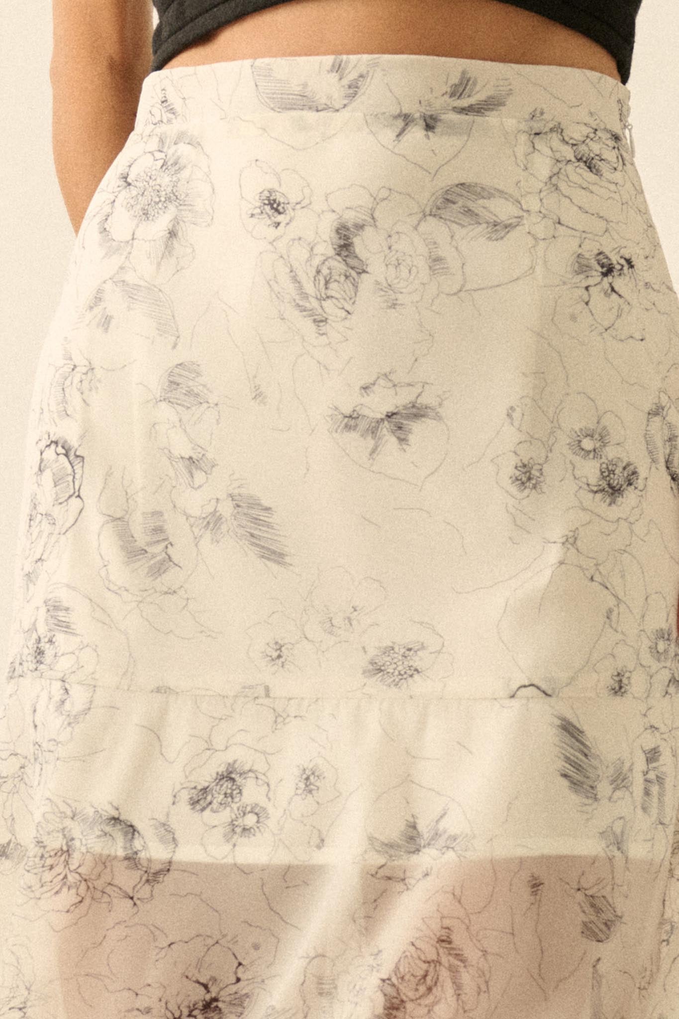 Gossamer Garden Floral Organza Tiered Maxi Skirt - ShopPromesa