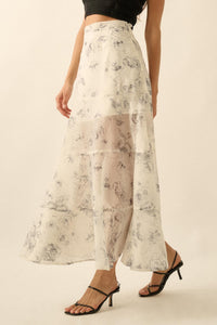 Gossamer Garden Floral Organza Tiered Maxi Skirt - ShopPromesa