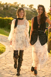 Gossamer Garden Floral Organza Tiered Maxi Skirt - ShopPromesa