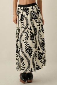 Jungle Cruise Tropical-Print Pleated Wrap Maxi Skirt - ShopPromesa
