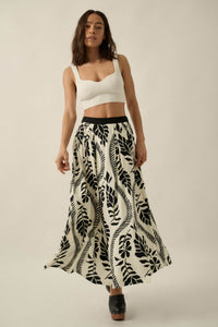 Jungle Cruise Tropical-Print Pleated Wrap Maxi Skirt - ShopPromesa