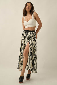 Jungle Cruise Tropical-Print Pleated Wrap Maxi Skirt - ShopPromesa