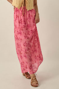 Blooming Meadow Striped Floral Chiffon Maxi Skirt - ShopPromesa