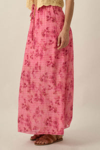 Blooming Meadow Striped Floral Chiffon Maxi Skirt - ShopPromesa