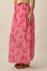Blooming Meadow Striped Floral Chiffon Maxi Skirt - ShopPromesa