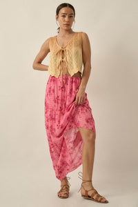 Blooming Meadow Striped Floral Chiffon Maxi Skirt - ShopPromesa