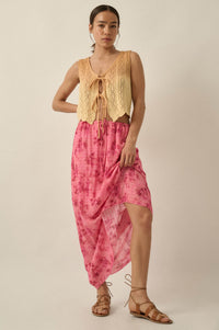 Blooming Meadow Striped Floral Chiffon Maxi Skirt - ShopPromesa
