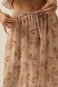Blooming Meadow Striped Floral Chiffon Maxi Skirt - ShopPromesa