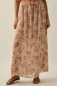 Blooming Meadow Striped Floral Chiffon Maxi Skirt - ShopPromesa