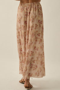 Blooming Meadow Striped Floral Chiffon Maxi Skirt - ShopPromesa