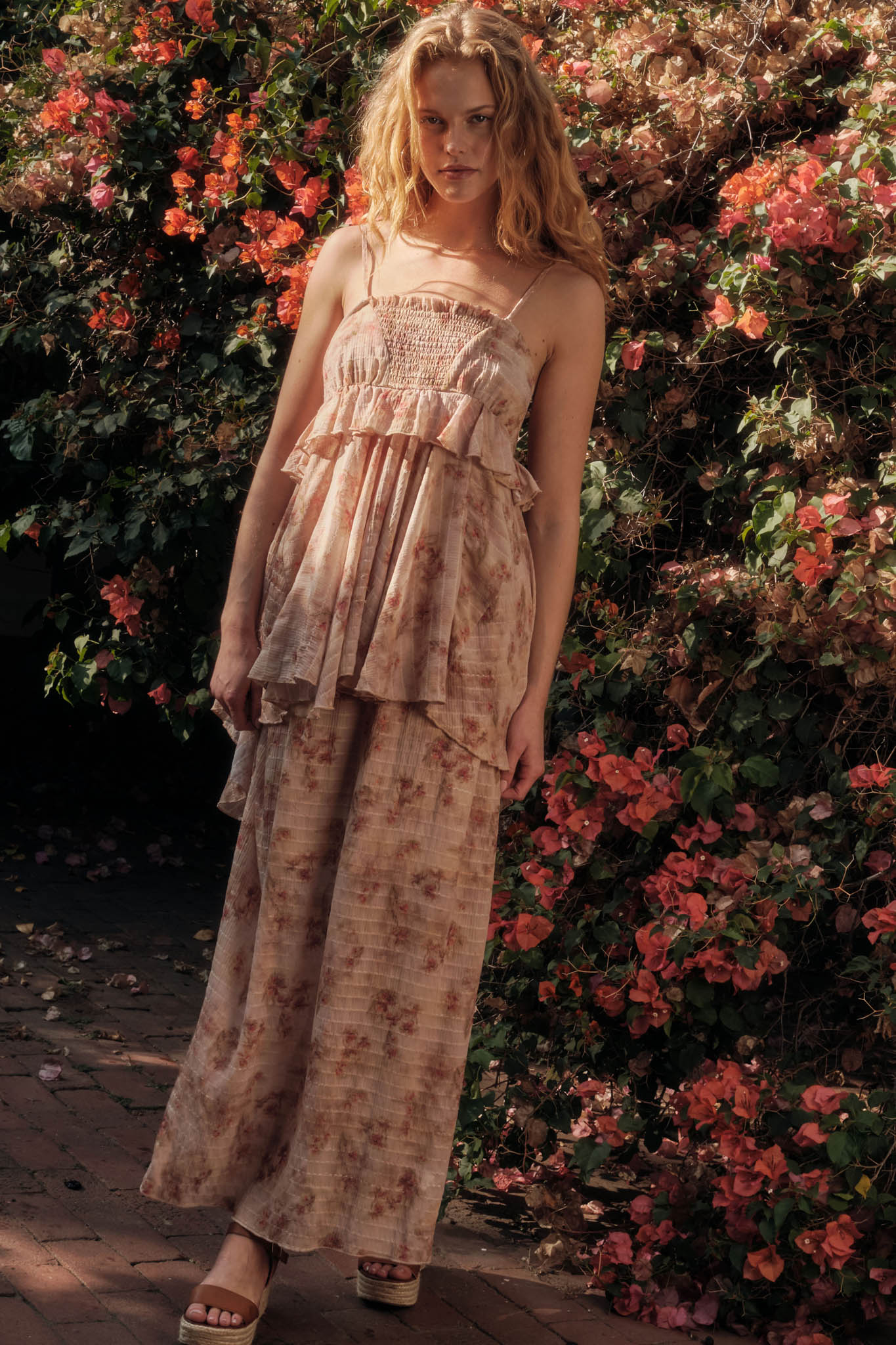 Blooming Meadow Striped Floral Chiffon Maxi Skirt - ShopPromesa