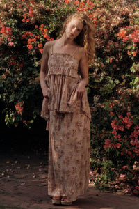 Blooming Meadow Striped Floral Chiffon Maxi Skirt - ShopPromesa