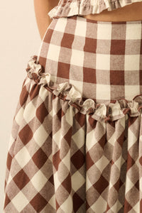 Delicious Days Gingham Plaid Drop-Waist Midi Skirt - ShopPromesa